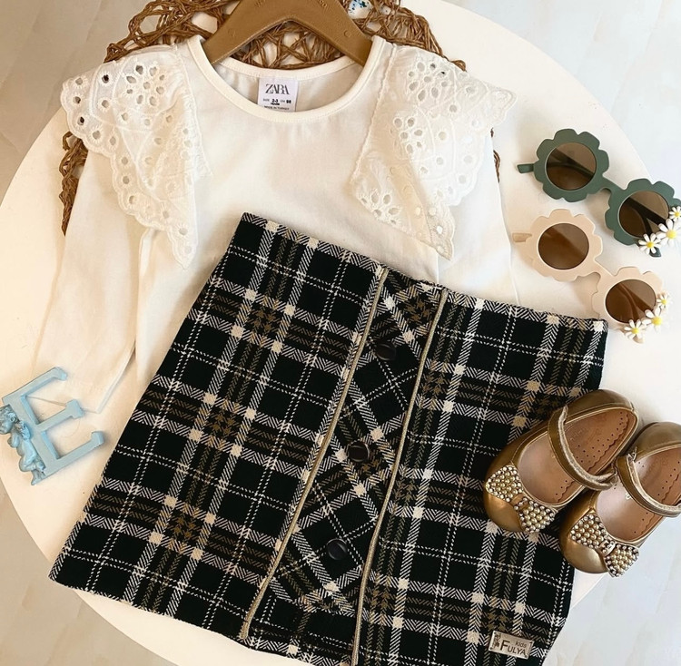 دامن چهارخونه پاییزی