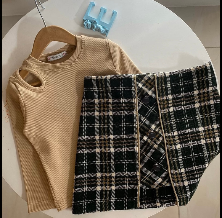 دامن چهارخونه پاییزی