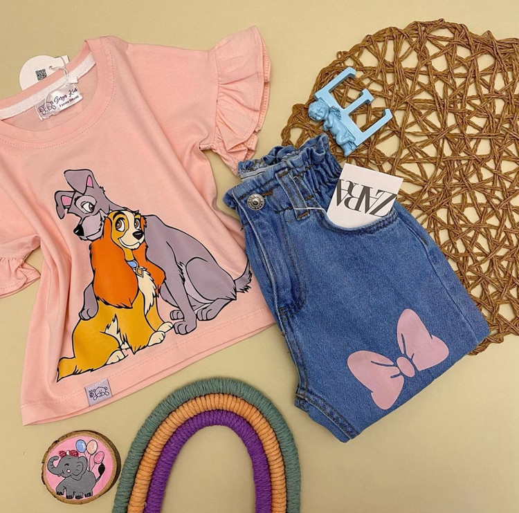 شلوار دخترانه جین طرح مینی موس