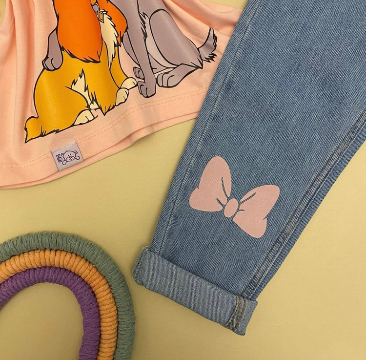 شلوار دخترانه جین طرح مینی موس