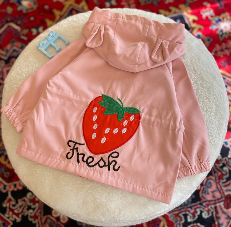 بارانی بچگانه وارداتی طرح توت فرنگی