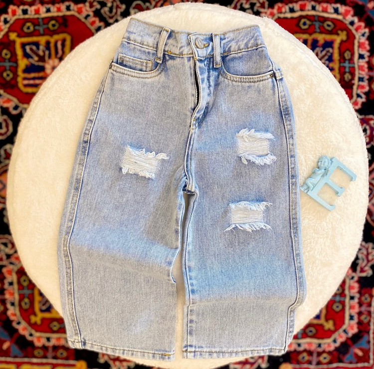 شلوار دخترانه جین زاپدار 3 الی 12 سال