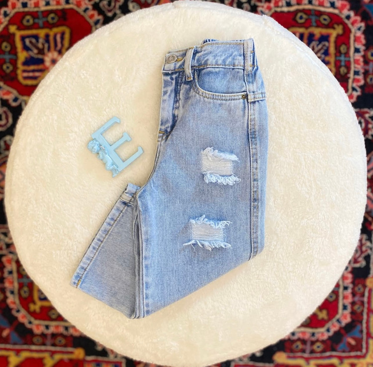 شلوار دخترانه جین زاپدار 3 الی 12 سال