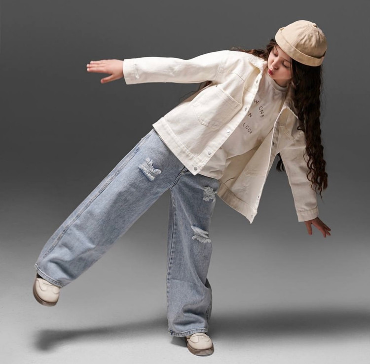 شلوار دخترانه جین زاپدار 3 الی 12 سال