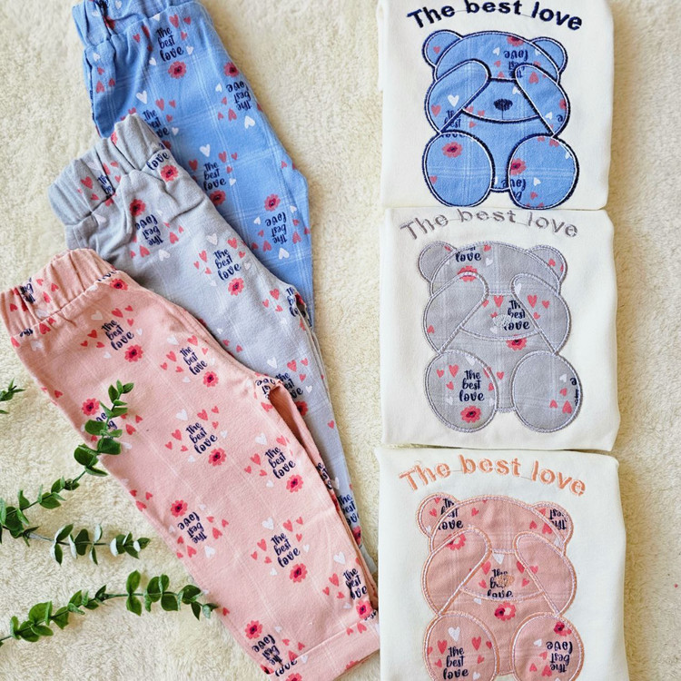 ست دوتیکه بلوز شلوار نوزادی 6 الی 24 ماه